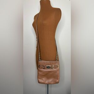 Michael Kors Hamilton Brown Leather Crossbody Handbag Purse